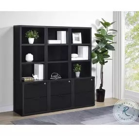 Westpark Black Bookcase with USB and Lockable Drawer