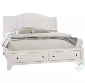 Cool Farmhouse Soft White Sleigh Storage Bedroom Set