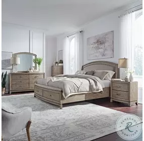 Camden Burnished Beige Upholstered King Panel Storage Bed