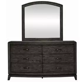 Avalon Coffee Bean 6 Drawer Dresser and Arched Mirror