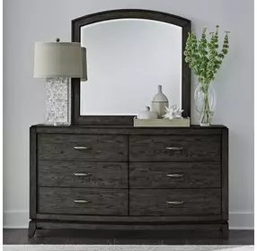 Avalon Coffee Bean 6 Drawer Dresser and Arched Mirror