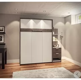 Cielo By Elite Bark Gray and White 85" Queen Wall Bed Kit