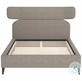 Dusa Olive Brown Queen Upholstered Panel Bed