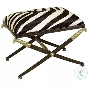 Excalibur Zebra Patterned Hair On Hide Bench