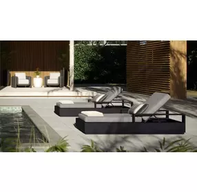 Tavira Lanikai Salt and Pepper Performance Fabric Upholstered Outdoor 82" Chaise Lounger