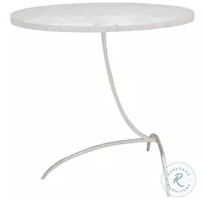 Float White Polished Clam Stone Oval Accent Table