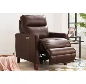 Arden Chestnut Top Grain Leather Zero Gravity Power Recliner with Power Headrest