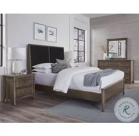 Woodbridge Dark Cashmere And Black Queen Upholstered Low Profile Bed