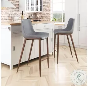 Magnus Gray Bar Stool with Walnut Legs Set of 2