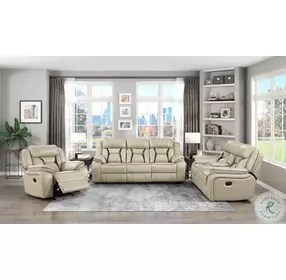 Amite Beige Double Reclining Console Loveseat
