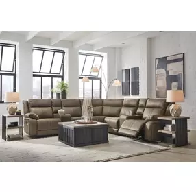 Ultra Max Biscotti 7 Piece Modular Power Reclining Sectional with USB Charging and Audio Console