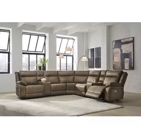 Ultra Max Biscotti 7 Piece Modular Power Reclining Sectional with USB Charging