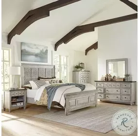 Heartland Antique White And Tobacco California King Panel Bed