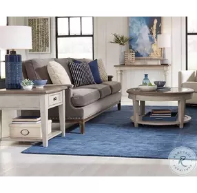 Heartland Antique White And Tobacco Round Ceiling Tile Cocktail Table