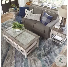 Heartland Antique White And Tobacco Round Pedestal Chairside Table