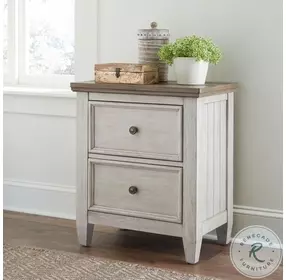 Heartland Antique White 2 Drawer Nightstand with Charging Station