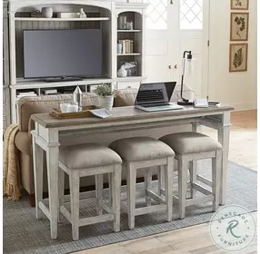 Heartland Antique White Console Bar Table