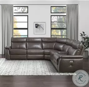 Maroni Dark Brown 6 Piece Power Reclining Sectional With Power Headrest