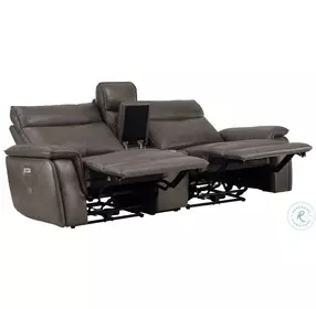 Maroni Dark Brown Power Double Reclining Console Loveseat with Power Headrests