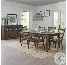 Midland Falls Rustic Brown Spindle Back Bench