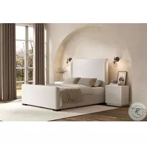 Adele Oatmeal Upholstered King Low Profile Platform Bed