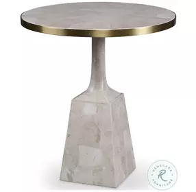 Stone White Fossil Stone Pedestal Occasional Table