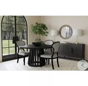 Mateo Cerused Black Round Dining Table