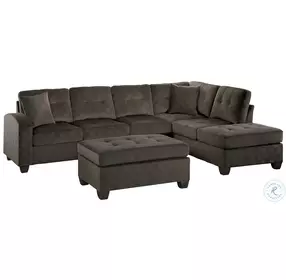 Emilio Chocolate 3 Piece Sectional with Ottoman