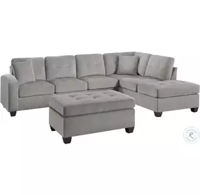 Emilio Taupe 3 Piece Sectional with Ottoman