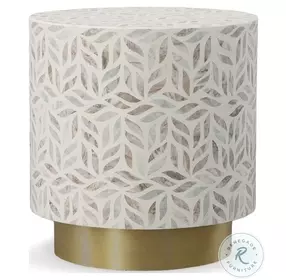 Stone Toranto Stone Inlay And Polished Satin Brass Side Table