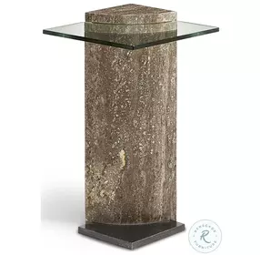 Pillar Semi Polished Grey Side Table