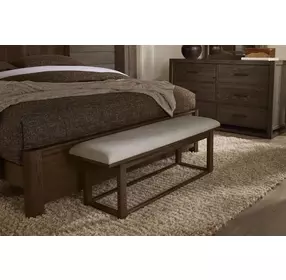 Lodge and Loft Ivory Cream Performance Fabric Upholstered Bed Bench