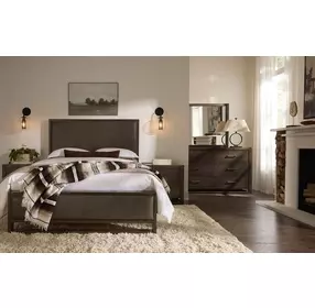 Lodge and Loft Sedona Brown Performance Fabric King Upholstered Panel Bed