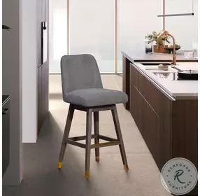 Amalie Gray Performance Fabric Swivel Bar Stool