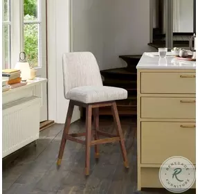 Amalie Beige Performance Fabric Swivel Counter Height Stool