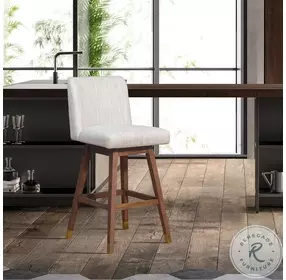 Basila Beige Performance Fabric Swivel Bar Stool