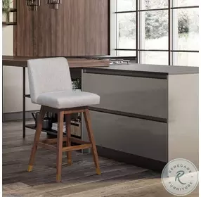 Basila Taupe Performance Fabric Swivel Counter Height Stool