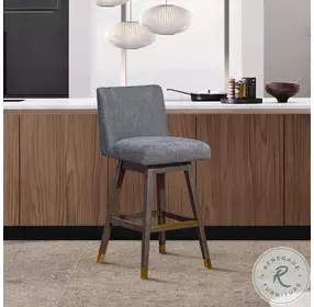 Basila Gray Performance Fabric Swivel Counter Height Stool