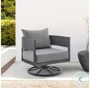 Argiope Dark Gray Outdoor Patio Swivel Rocking Chair
