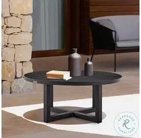 Argiope Black Outdoor Patio Round Coffee Table