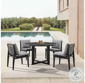 Grand Black Outdoor Patio Dining Chair Set Of 2