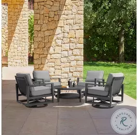 Grand Black Outdoor Round Conversation Table With Wicker Shelf