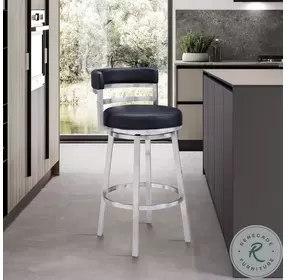 Titana Black And Brushed Stainless Steel 26" Swivel Counter Height Stool