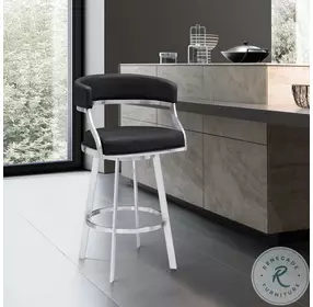 Dione Black And Brushed Stainless Steel 30" Swivel Bar Stool