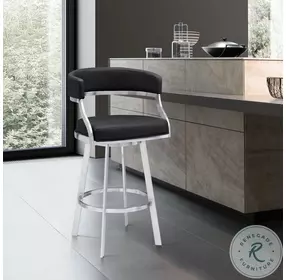 Dione Black And Brushed Stainless Steel 26" Swivel Counter Height Stool