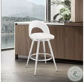 Lottech White Swivel Counter Height Stool