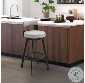 Lynof Light Gray And Black Swivel Counter Height Stool