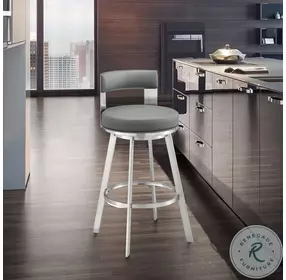 Lynof Gray Swivel Counter Height Stool
