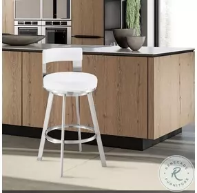 Lynof White Swivel Counter Height Stool