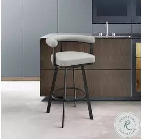 Nolagam Light Gray and Black Swivel Counter Height Stool